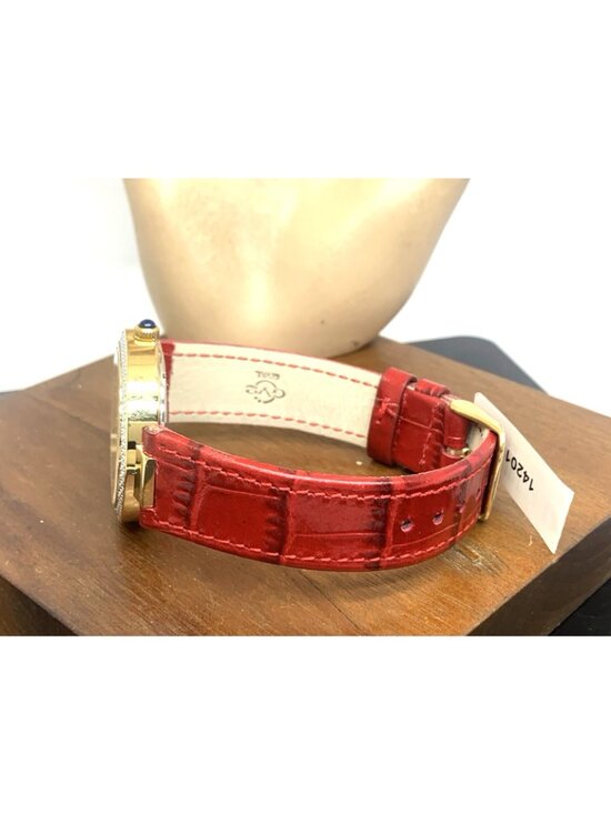 GV2 by Gevril Women\'s Watch 14201-2 Swiss Quartz Gold Red Leather Strap 36mm main image 4